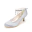 Stijlvolle Witte Bruidsschoenen 2020 Satijn Rhinestone Enkelband 6 cm Naaldhakken / Stiletto Spitse Neus Huwelijk Pumps