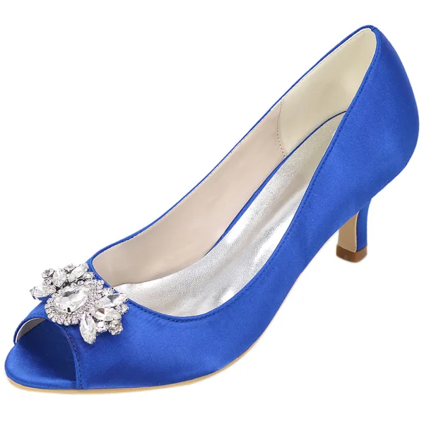 Elegante Weiß Ball Pumps 2020 Satin Kristall Strass 6 cm Stilettos Peeptoes Pumps