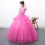 Flower Fairy Fuchsia Prom Dresses 2020 Ball Gown V-Neck Appliques Sleeveless Backless Floor-Length / Long Formal Dresses