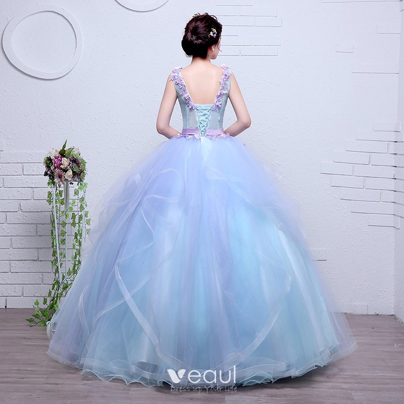 Strapless Sky Blue Appliques Prom Dresses, Fancy 2020 Prom Dresses, Long Prom Dresses Strapless Sky Blue Appliques Prom Dresses, Fancy 2020 Prom Dresses, Long Prom Dresses