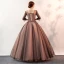 Elegant Black Prom Dresses 2020 Ball Gown V-Neck Butterfly Appliques Lace Flower 3/4 Sleeve Backless Floor-Length / Long Formal Dresses