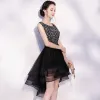 Seksowne Czarne Sukienki Koktajlowe 2018 Cekiny Asymetryczny Wycięciem Bez Pleców Bez Rękawów Sukienki Wizytowe