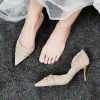 Charming Gold Evening Party Womens Shoes 2020 7 cm Stiletto Heels Pointed Toe Heels