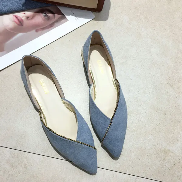 Modest / Simple Black Casual Suede Flat Womens Shoes 2020 Pointed Toe
