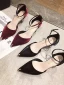 Simple Noire Désinvolte Daim Chaussures Femmes 2020 Bride Cheville 6 cm Talons Aiguilles À Bout Pointu Talons