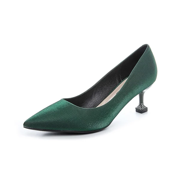 Chic / Belle Vert Foncé Promo Satin Escarpins 2020 5 cm Talons Aiguilles À Bout Pointu Escarpins