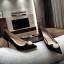 Chic Noire Bureau OL Escarpins 2020 Perle 9 cm Talons Aiguilles À Bout Pointu Escarpins