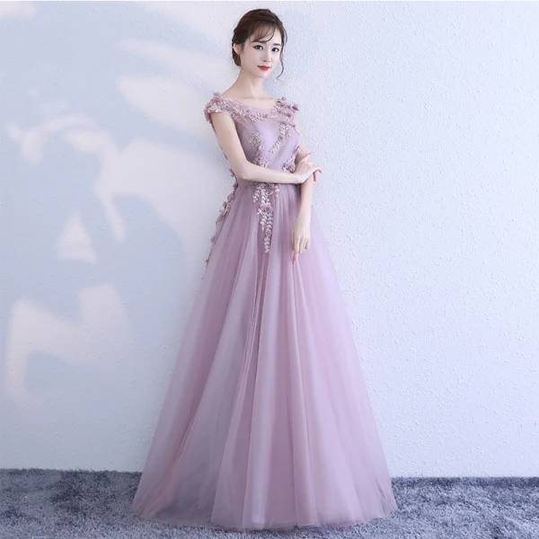 Chic / Beautiful Blushing Pink Prom Dresses 2018 A-Line / Princess Appliques Scoop Neck Backless Sleeveless Floor-Length / Long Formal Dresses