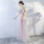 Chic / Belle Perle Rose Robe De Bal 2018 Princesse En Dentelle Appliques Cristal De l'épaule Dos Nu Sans Manches Longue Robe De Ceremonie