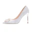 Charming Silver Lace Wedding Shoes 2020 Pearl Rhinestone 10 cm Stiletto Heels Pointed Toe Wedding Pumps