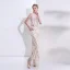Sexy Champagne Evening Dresses  2018 Trumpet / Mermaid Sequins Scoop Neck Sleeveless Floor-Length / Long Formal Dresses