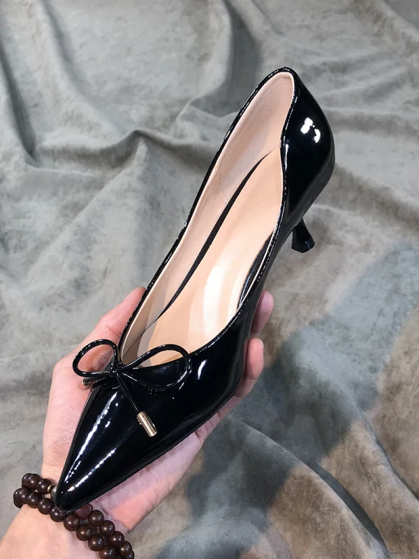 Chic / Beautiful Burgundy Street Wear Leather Pumps 2020 Bow 3 cm Stiletto Heels Pointed Toe Low Heel Pumps
