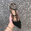Schöne Schwarz Abend Niet Sandalen Damen 2020 8 cm Stilettos Spitzschuh Sandaletten