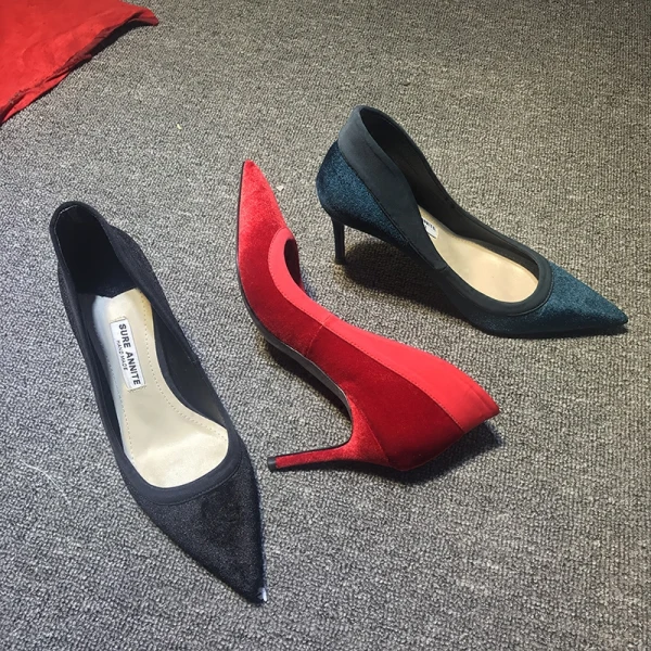 Modest / Simple Casual Burgundy Suede Pumps 2020 8 cm Stiletto Heels Pointed Toe Pumps