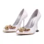 Schöne Ivory / Creme Cocktail Pumps 2020 Perle Strass Schmetterling 9 cm Stilettos Spitzschuh Pumps