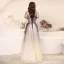 Elegant Navy Blue Glitter Prom Dresses 2021 A-Line / Princess Square Neckline Beading Crystal Short Sleeve Backless Floor-Length / Long Prom Formal Dresses