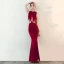 Sexy Noire Robe De Soirée 2018 Trompette / Sirène Transparentes Perlage Encolure Dégagée Sans Manches Longue Robe De Ceremonie