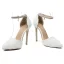 Elegant Ivory Lace Flower Wedding Shoes 2020 Pearl Rhinestone Ankle Strap 11 cm Stiletto Heels Pointed Toe Wedding Heels