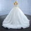 High-end Elegant White Rhinestone Wedding Dresses 2021 Ball Gown Scoop Neck Beading Sequins Long Sleeve Chapel Train Wedding