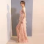 Sexy Perle Rose Robe De Soirée 2018 Trompette / Sirène Perlage Perle Paillettes Faux Diamant Gland Fendue devant Bretelles Spaghetti Dos Nu Sans Manches Longue Robe De Ceremonie