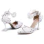 Chic / Belle Ivoire Promo Chaussures Femmes 2020 En Dentelle Fleur Appliques Faux Diamant Bride Cheville 6 cm Talons Aiguilles À Bout Pointu Talons