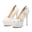 Fashion Ivory Wedding Shoes 2020 Rhinestone Lace Flower 14 cm Stiletto Heels Round Toe Wedding Pumps