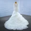 High-end Ivory Handmade  Beading Pearl Wedding Dresses 2021 Trumpet / Mermaid Cascading Ruffles Scoop Neck Long Sleeve Chapel Train Wedding