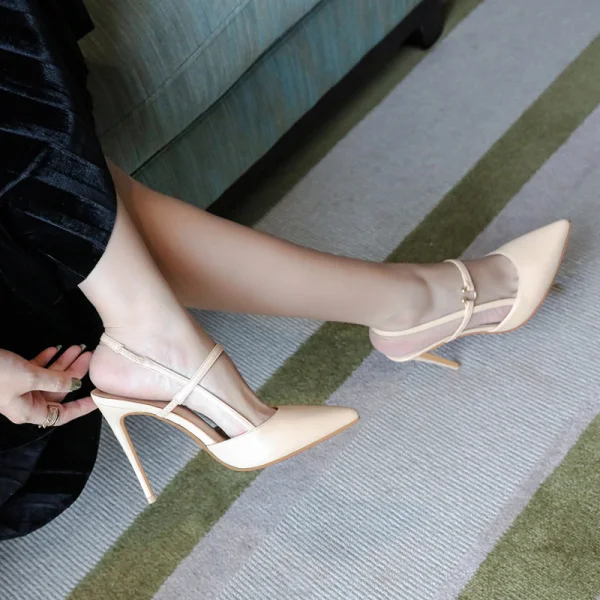 Sexy Black Street Wear Womens Sandals 2020 Ankle Strap 10 cm Stiletto Heels Pointed Toe Sandals