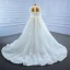 High-end Luxury / Gorgeous Ivory Handmade  Beading Pearl Sequins Wedding Dresses 2021 Trumpet / Mermaid High Neck Long Sleeve Court Train Wedding