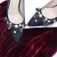 Elegant Black Cocktail Party Leather Glitter Pumps 2020 Pearl Lace Flower 7 cm Stiletto Heels Pointed Toe Pumps