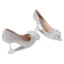 Charmant Silber Brautschuhe 2020 Pailletten Kristall Strass Schleife 9 cm Stilettos Spitzschuh Hochzeit Pumps