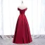 Élégant Bordeaux Robe De Soirée 2020 Princesse Satin De l'épaule Manches Courtes Dos Nu Longue Robe De Ceremonie