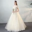 Schöne Ivory / Creme Brautkleider 2018 A Linie Mit Spitze Applikationen Perle Schleife Off Shoulder Rückenfreies Lange Hochzeit
