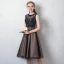 Chic / Beautiful Burgundy Homecoming Graduation Dresses 2018 A-Line / Princess Lace Sequins Sash Scoop Neck Sleeveless Knee-Length Formal Dresses