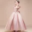 Moderne / Mode Bleu Ciel Ceinture Anniversaire Robe Ceremonie Fille 2021 Princesse Encolure Dégagée Dos Nu Noeud Sans Manches