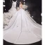 High-end Ivory Satin Wedding Dresses 2020 Ball Gown Off-The-Shoulder Pearl Lace Flower Sleeveless Backless Cathedral Train