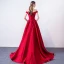 Chic / Belle Bordeaux Robe De Soirée 2018 Princesse En Dentelle Appliques Perlage Paillettes De l'épaule Dos Nu Sans Manches Train De Balayage Robe De Ceremonie