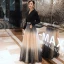 Mode Noire Robe De Soirée 2020 Princesse V-Cou Étoile Paillettes Faux Diamant Manches Longues Longue Robe De Ceremonie
