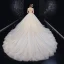 Chinese style Ivory Beading Wedding Dresses 2020 Ball Gown Scoop Neck Pearl Rhinestone Short Sleeve Backless Cathedral Train
