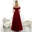 Chic / Beautiful Burgundy Suede Evening Dresses  2020 A-Line / Princess High Neck Off-The-Shoulder Short Sleeve Backless Floor-Length / Long Formal Dresses