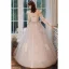 Elegant Pearl Pink Evening Dresses  2020 A-Line / Princess Scoop Neck Beading Sequins Lace Flower Long Sleeve Backless Floor-Length / Long Formal Dresses
