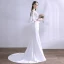 Simple Blanche Robe De Mariée 2018 Trompette / Sirène En Dentelle Perlage Encolure Dégagée 1/2 Manches Dos Nu Train De Balayage Mariage