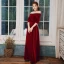 Elegante Burgunderrot Abendkleider 2020 A Linie Wildleder Off Shoulder 1/2 Ärmel Rückenfreies Lange Festliche Kleider