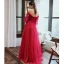 Charmant Bordeaux Robe De Soirée 2020 Princesse De l'épaule Perlage Paillettes En Dentelle Fleur 1/2 Manches Dos Nu Longue Robe De Ceremonie