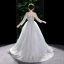 Elegant Grey Birthday Flower Girl Dresses 2021 A-Line / Princess High Neck Long Sleeve Beading Rhinestone Lace Flower Sweep Train