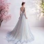 Élégant Bleu Ciel Robe De Bal 2020 Princesse V-Cou Perlage Faux Diamant En Dentelle Fleur Sans Manches Dos Nu Train De Balayage Robe De Ceremonie