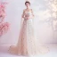Fashion White Prom Dresses 2020 A-Line / Princess Off-The-Shoulder Beading Pearl Star Sequins Sleeveless Backless Chapel Train Formal Dresses
