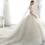 Luxury / Gorgeous Ivory Wedding Dresses 2020 Ball Gown Off-The-Shoulder Beading Glitter Sequins Pearl Lace Flower Short Sleeve Backless Royal Train