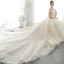 Luxury / Gorgeous Champagne Wedding Dresses 2020 Ball Gown Off-The-Shoulder Beading Rhinestone Sequins Lace Flower Appliques Sleeveless Backless Royal Train