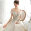 Luxe Champagne Robe De Mariée 2020 Princesse De l'épaule Paillettes Perlage Perle En Dentelle Fleur Appliques Sans Manches Dos Nu Royal Train